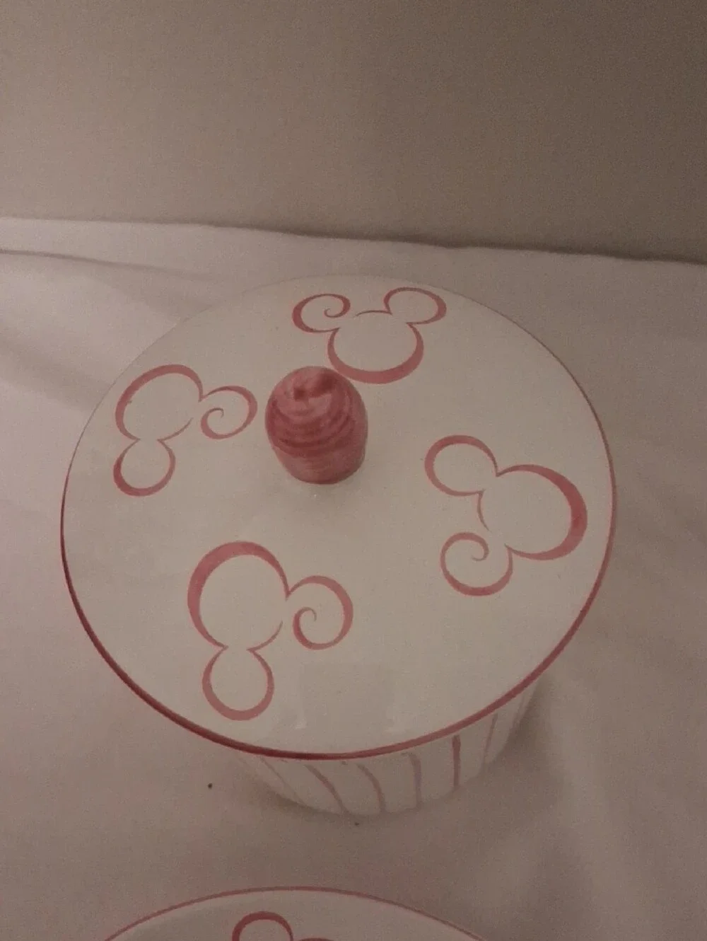 Disney White Ceramic Set with Pink Stripe Accents